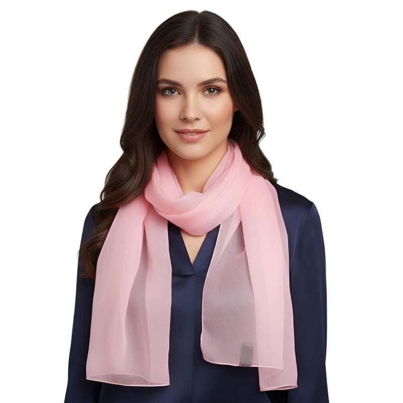 SERENITA Christmas Scarf Valentine Women Silk Feel Chiffon Soft Sheer lightweigt solid neck evening bridal head scarf - Image 1